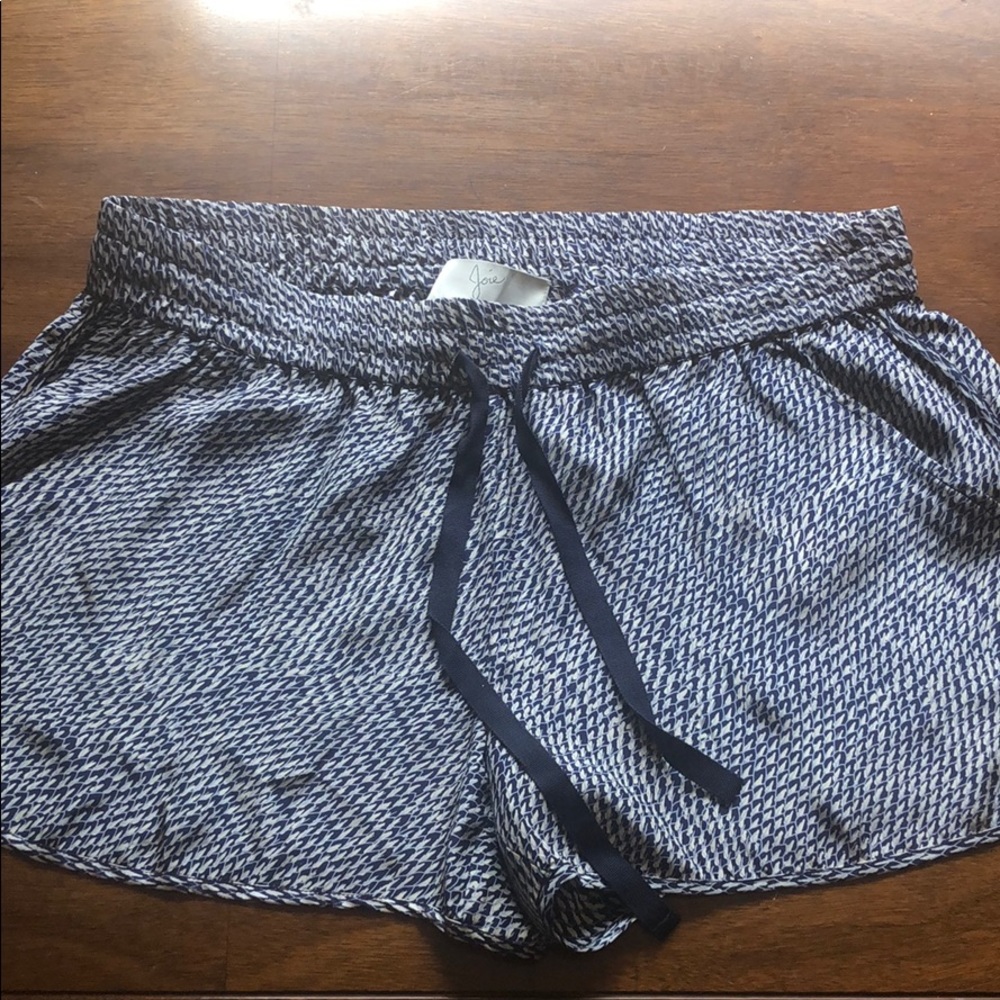 Blue and white Joie silk shorts